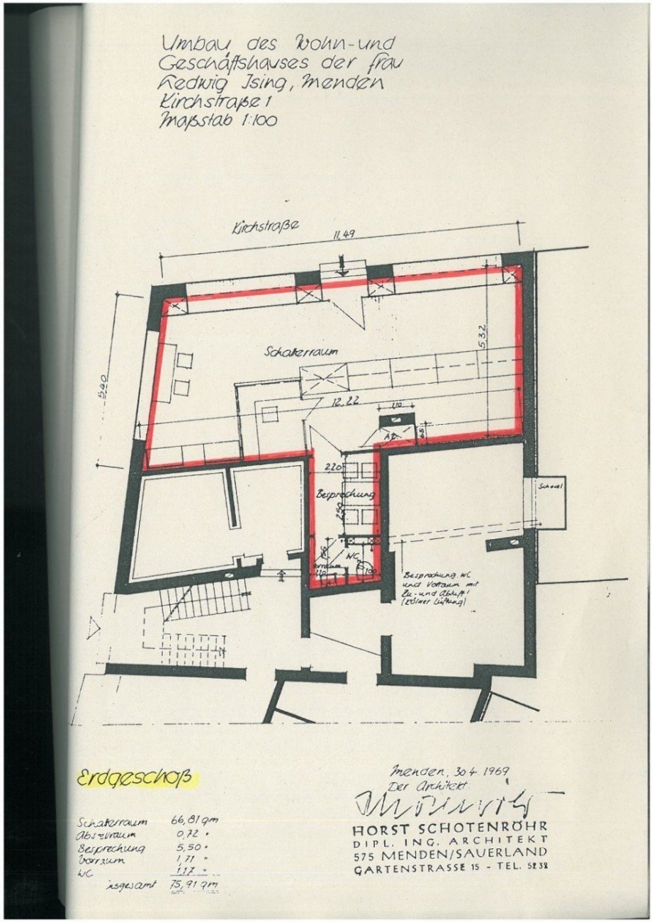 Grundriss EG B�rofl�che Menden